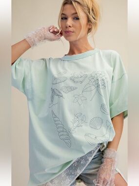 332 ❤️ EASEL PRINTED MINERAL WASHED COTTON
JERSEY TOP